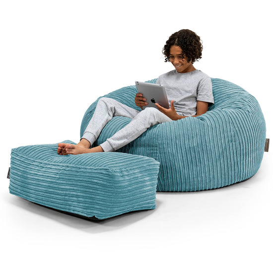 Puf Sofa para Niños de 6 a 14 años - Pana Clásica Egeo Azul 01