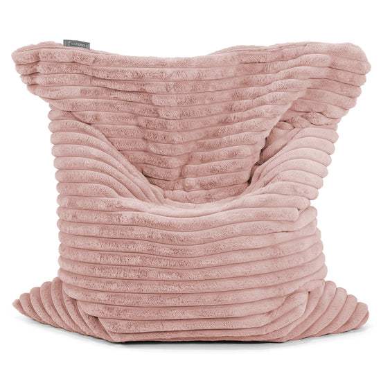Puff Cama Gigante XL - Pana de Felpa Ultra Rosa Empolvado 01