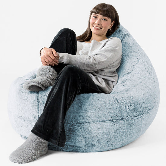 Puff Gigante Cama XL - Piel de Conejo Sintética Azul Empolvado 02