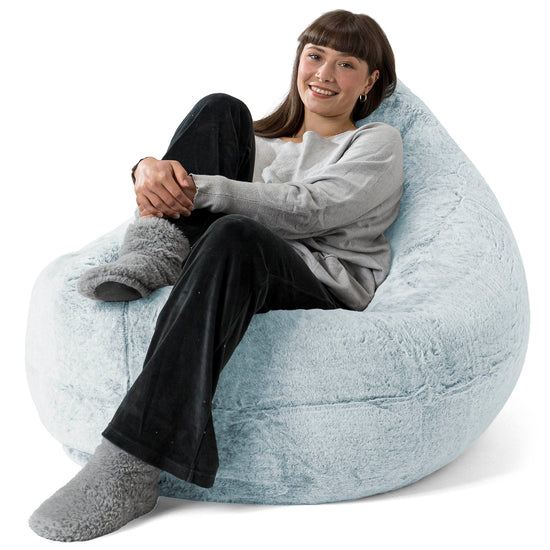 Puff Gigante Cama XL - Piel de Conejo Sintética Azul Empolvado 02