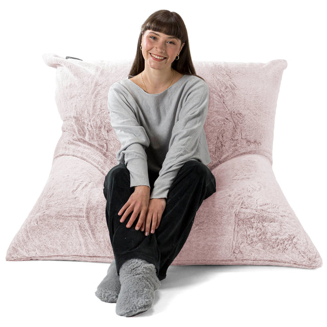 Puff Gigante Cama XL - Piel de Conejo Sintética Rosa Empolvado 01