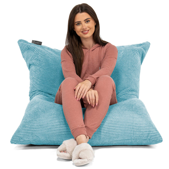 Puff Gigante Cama XL - Pompón Egeo Azul 02
