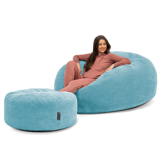 Puff Gigante 'Mega-Mamut' - Pompón Egeo Azul 02