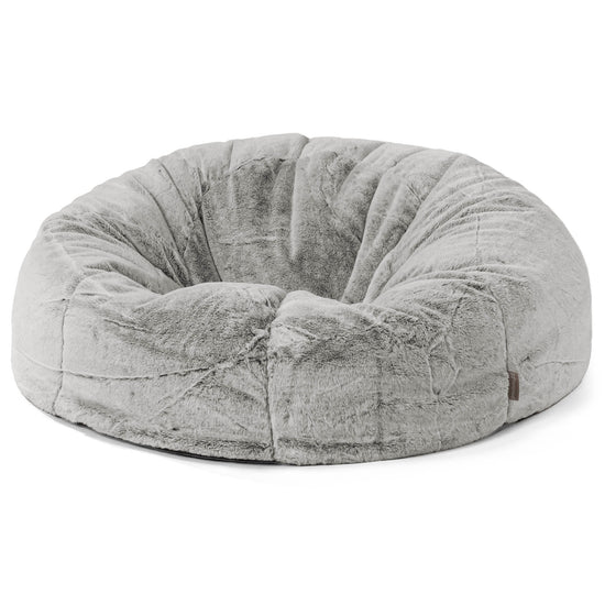 Puff Gigante Sofá Clásica - Piel de Conejo Sintética Gris Claro 01