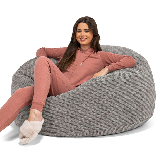 Puff Gigante Sofá 'Mamut' - Pompón Carbón Gris 01