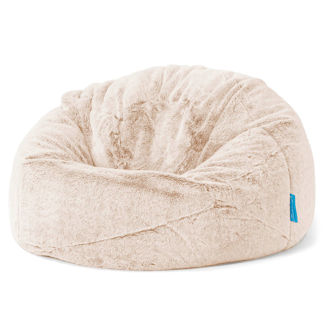 Puff Redondo Infantil - Piel de Conejo Sintética Blanco 01