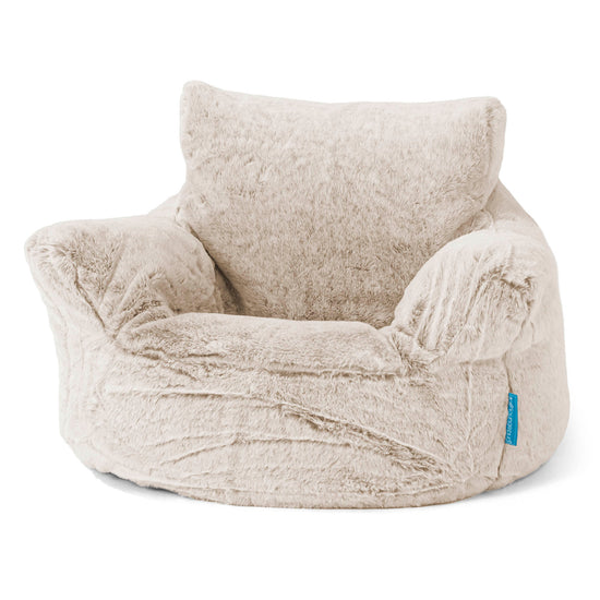 Puff Sillón para niños 1-3 años - Piel de Conejo Sintética Marrón Dorado 01