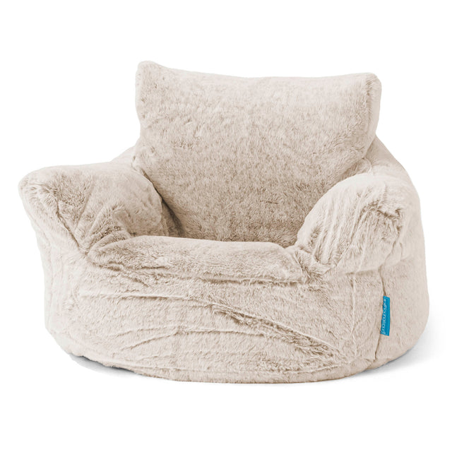 Puff Sillón para niños 1-3 años - Piel de Conejo Sintética Marrón Dorado 01