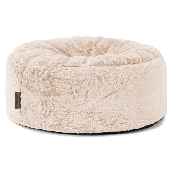 Puff Taburete - Piel de Conejo Sintética Blanco 01