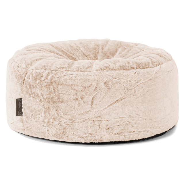 Puff Taburete - Piel de Conejo Sintética Blanco 01