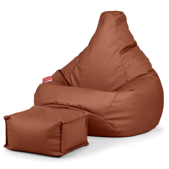 Silla De Juego Puf - Cuero Vegano Castaño 01