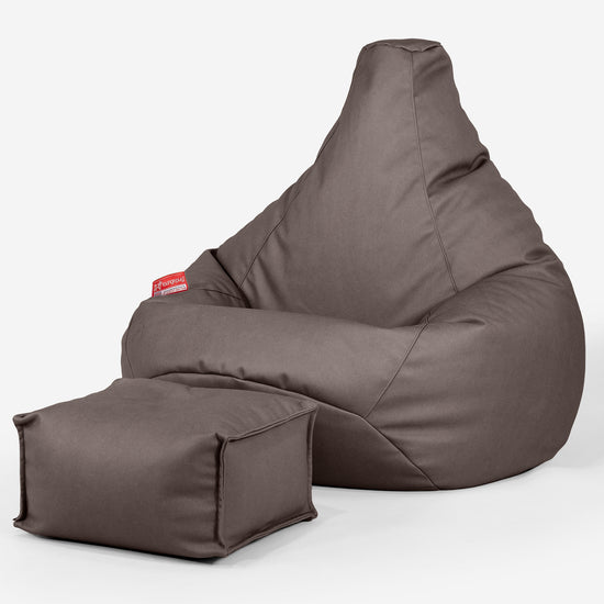 Silla De Juego Puf - Cuero Vegano Chocolate 01