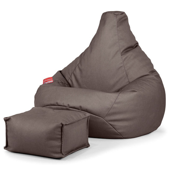 Silla De Juego Puf - Cuero Vegano Chocolate 01