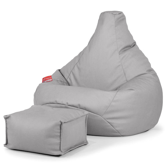 Silla De Juego Puf - Cuero Vegano Gris 01