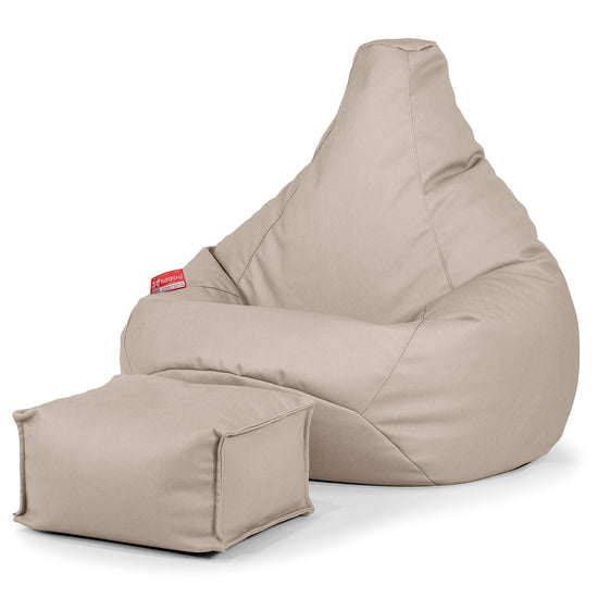 Silla De Juego Puf - Cuero Vegano Marfil 01