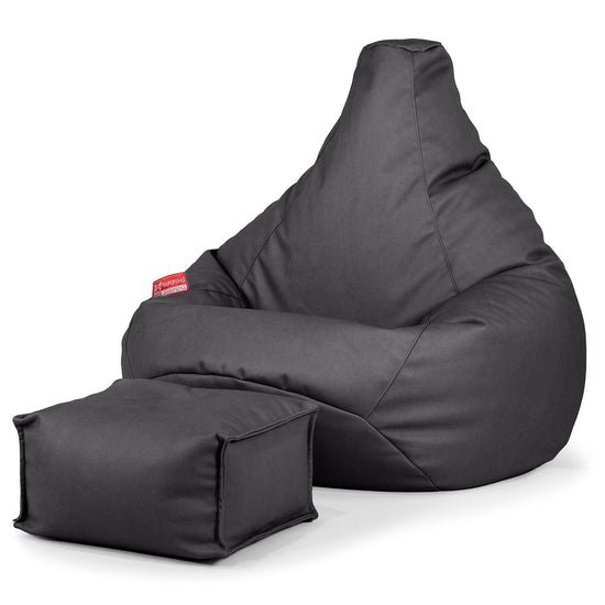 Silla De Juego Puf - Cuero Vegano Negro 01