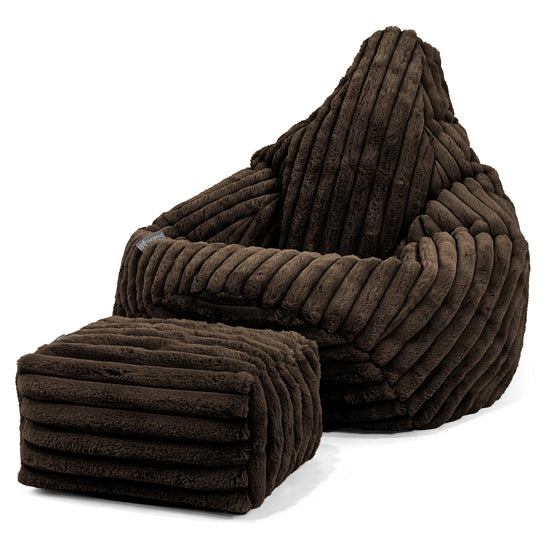 Silla De Juego Puf - Pana de Felpa Ultra Café 01