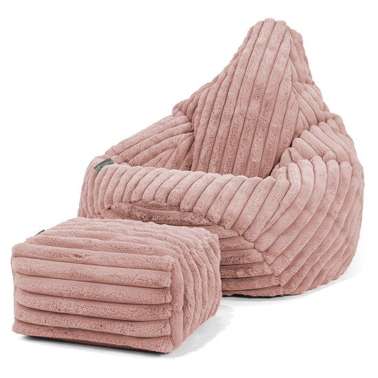 Silla De Juego Puf - Pana de Felpa Ultra Rosa Empolvado 01