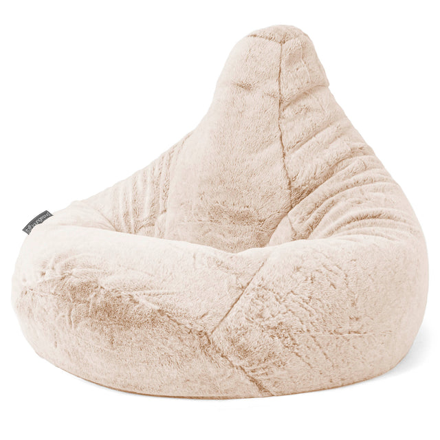 Silla De Juego Puf - Piel de Conejo Sintética Blanco 04