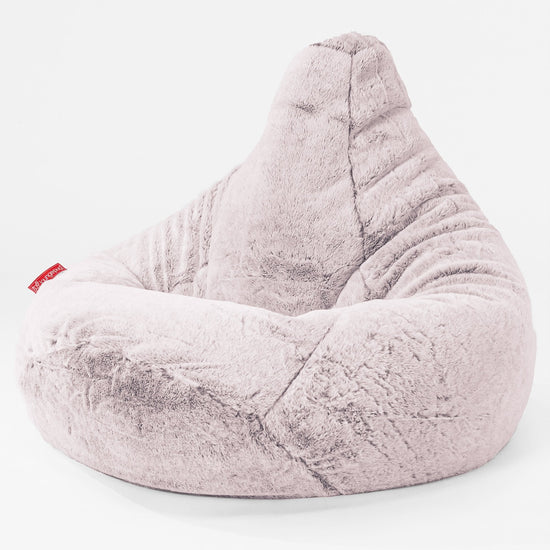 Silla De Juego Puf - Piel de Conejo Sintética Rosa Empolvado 01