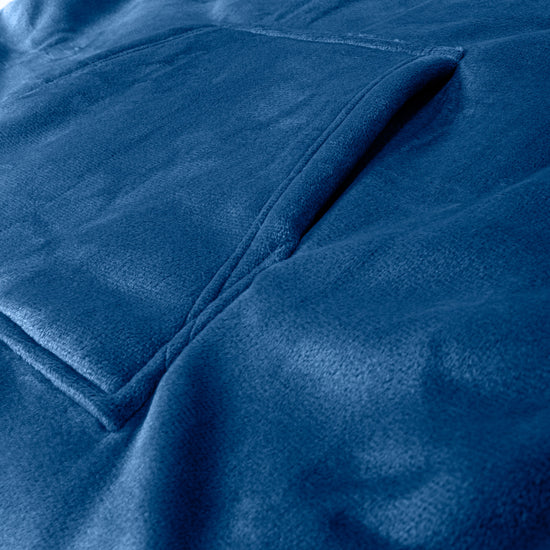 Sudadera Tipo Manta con Capucha Extragrande para Niños - Tela Minky Lisa Azul oscuro 05