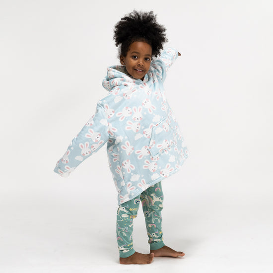Sudadera Tipo Manta con Capucha Extragrande para Niños - Tela Minky Lisa Conejo 02