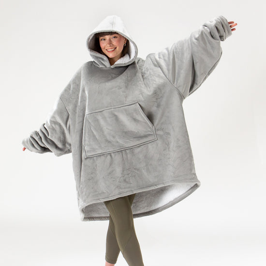 Sudadera Tipo Manta con Capucha Extragrande para Hombre o Mujer - Tela Minky Lisa Gris 02
