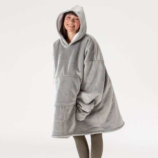 Sudadera Tipo Manta con Capucha Extragrande para Hombre o Mujer - Tela Minky Lisa Gris 03