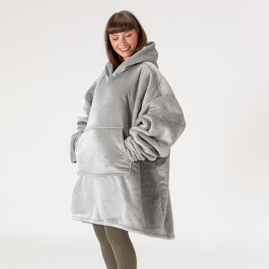 Sudadera Tipo Manta con Capucha Extragrande para Hombre o Mujer - Tela Minky Lisa Gris 04