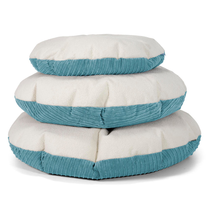 Flexforma Puf Gigante Redondo de Suelo para Adultos - Boucle & Pana Clásica Egeo Azul 03