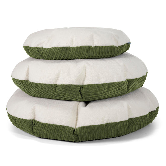 Flexforma Puf Gigante Redondo de Suelo para Adultos - Boucle & Pana Clásica Bosque Verde 03