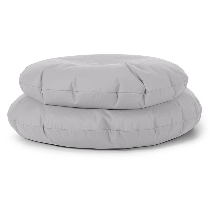 Flexforma Puf Gigante Redondo de Suelo para Adultos - Fácil de Limpiar Plata 03