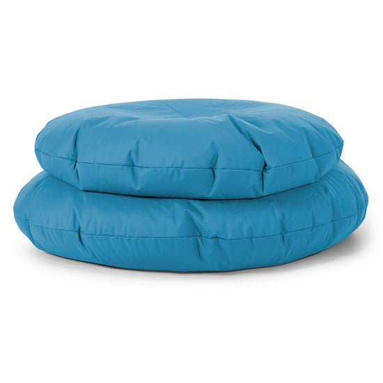 Flexforma Puf Gigante Redondo de Suelo para Adultos - Fácil de Limpiar Azul turquesa 03