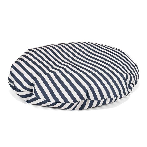 Flexforma Puf Gigante Redondo de Suelo para Adultos - Rayas Azul Marino 01