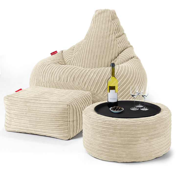 Silla De Juego Puf - Pana Clásica Crema 03