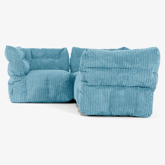 Sofá Modular Esquinero de 3 Plazas - Pana Clásica Egeo Azul 02