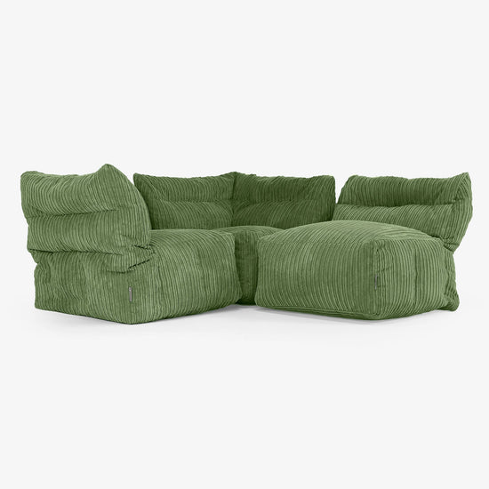 Sofá Modular de 3 Plazas - Pana Clásica Bosque Verde 03