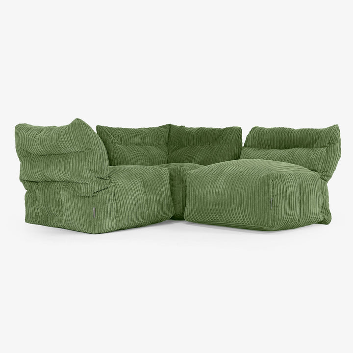 Sofá Modular de 3 Plazas - Pana Clásica Bosque Verde 03
