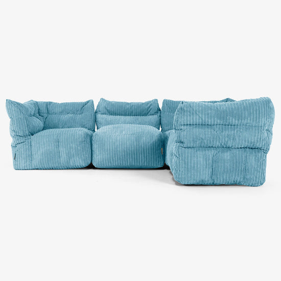 Sofá Modular Esquinero de 4 Plazas - Pana Clásica Egeo Azul 02