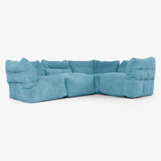 Sofá Modular Esquinero de 4 Plazas - Pana Clásica Egeo Azul 01