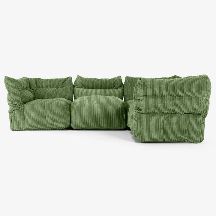 Sofá Modular Esquinero de 4 Plazas - Pana Clásica Bosque Verde 02