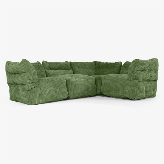 Sofá Modular Esquinero de 4 Plazas - Pana Clásica Bosque Verde 01