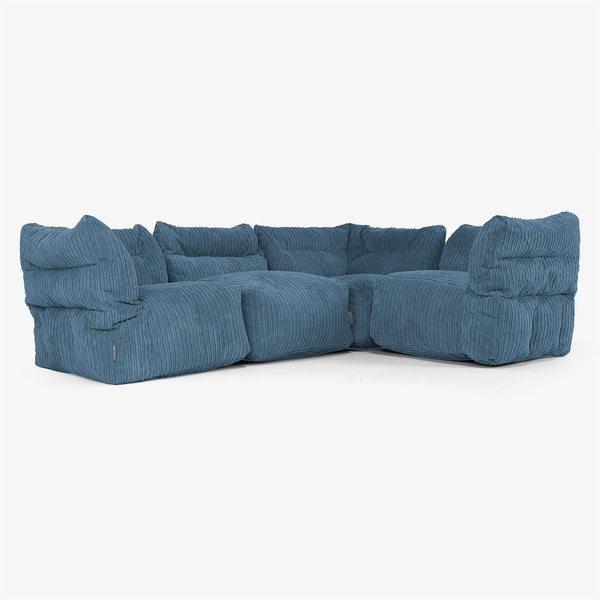 Sofá Modular Esquinero de 4 Plazas - Pana Clásica Azul marino 01