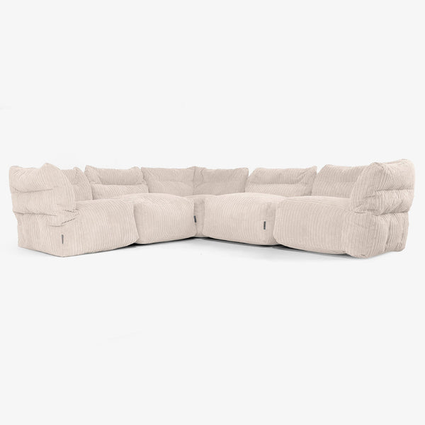 Sofá Modular Esquinero de 5 Plazas - Pana Clásica Marfil 01