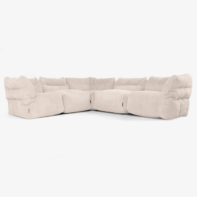 Sofá Modular Esquinero de 5 Plazas - Pana Clásica Marfil 01