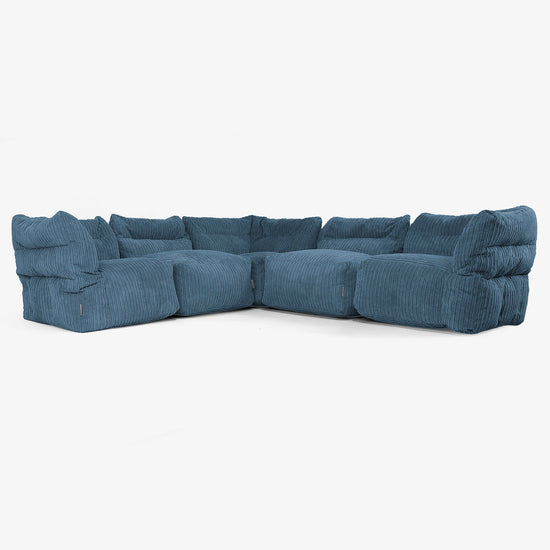 Sofá Modular Esquinero de 5 Plazas - Pana Clásica Azul marino 01
