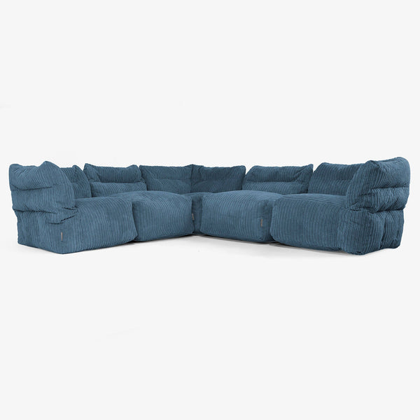 Sofá Modular Esquinero de 5 Plazas - Pana Clásica Azul marino 01