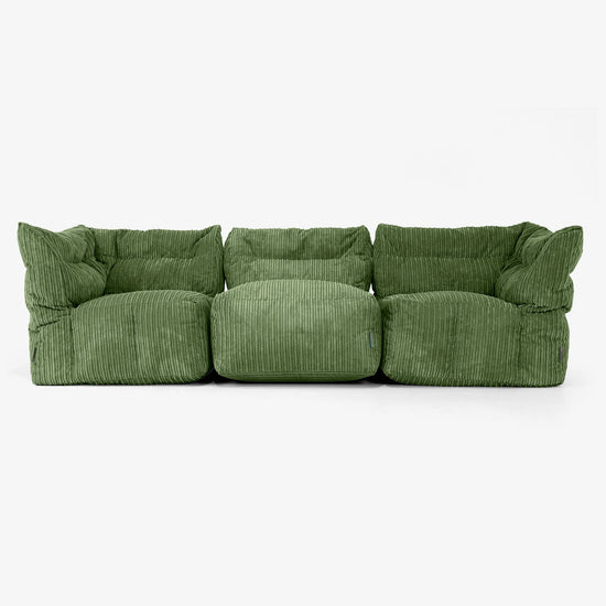 Sofá Modular de 3 Plazas - Pana Clásica Bosque Verde 01