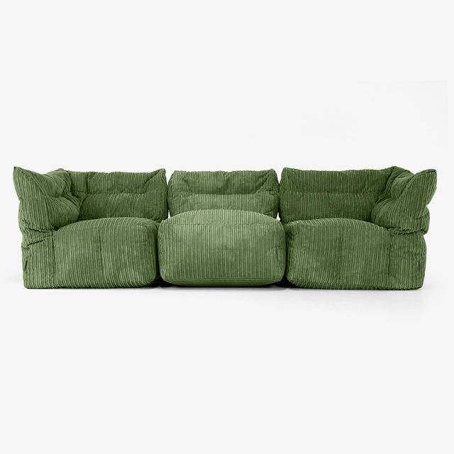 Sofá Modular de 3 Plazas - Pana Clásica Bosque Verde 01