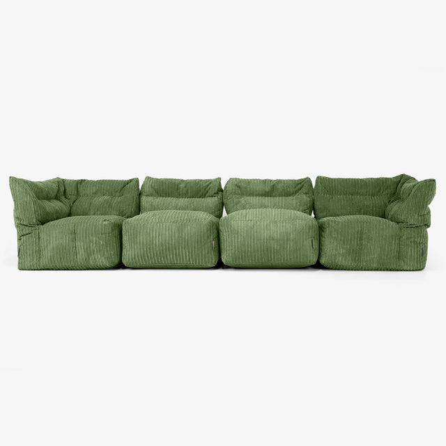 Sofá Modular de 4 Plazas - Pana Clásica Bosque Verde 01
